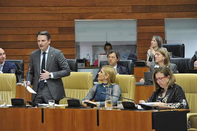El consejero de Presidencia, Interior y Diálogo Social, Abel Bautista, en el pleno de la Asamblea