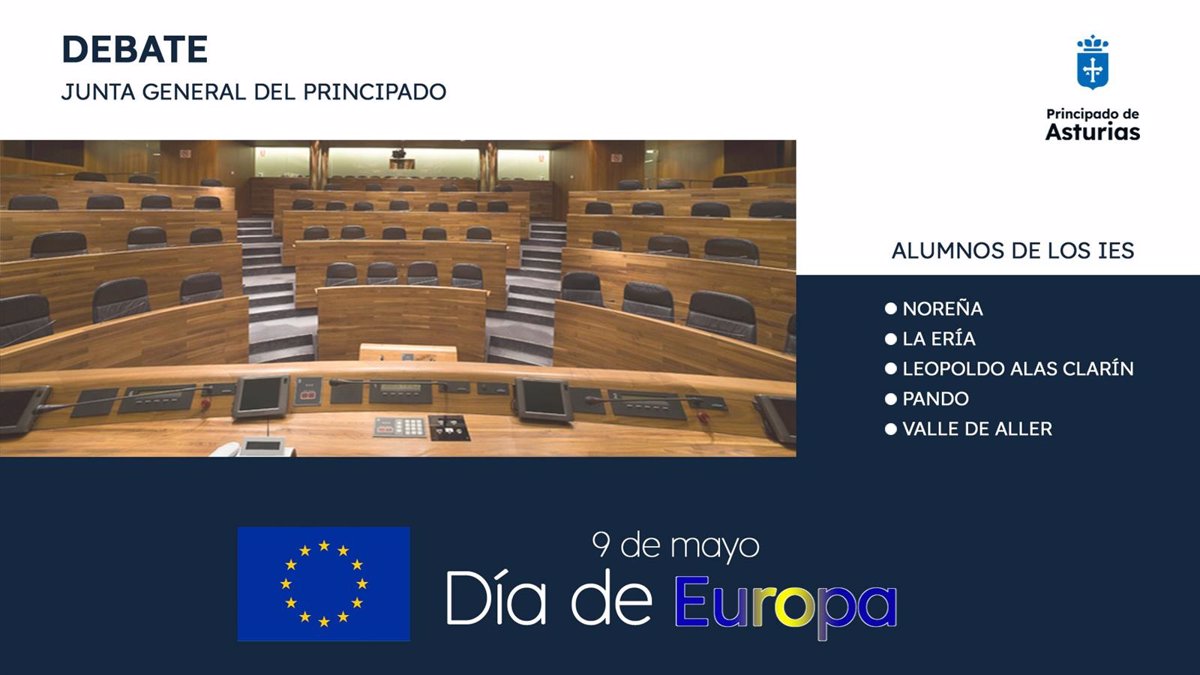 Medio centenar de estudiantes celebran un pleno en la Junta General con motivo del Día de Europa