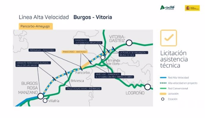 Proyecto de licitación de asistencia técnica para construir el primer tramo de la línea Burgos-Vitoria del TAV