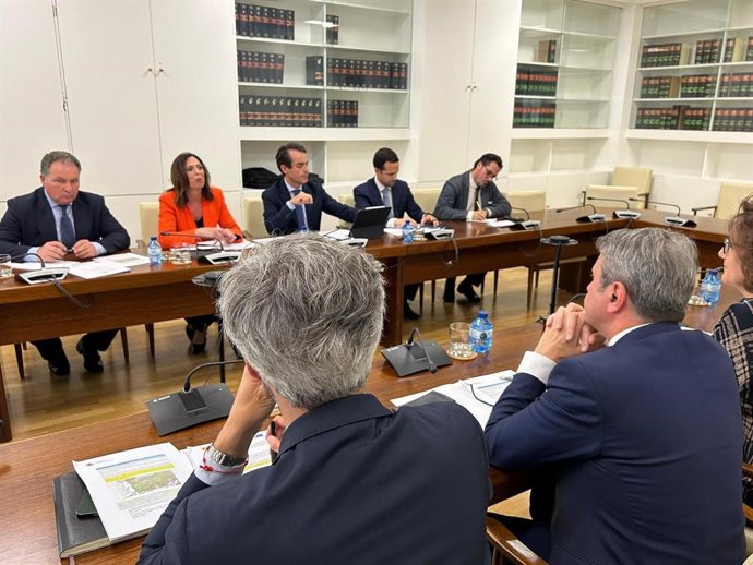 Reunión mantenida entre Ministerio de Transportes y Movilidad Sostenible, la Junta de Andalucía y la Diputación de Huelva para buscar un acuerdo sobre la financiación de los accesos para el puente entre Alcoutim y Sanlúcar de Guadiana.
