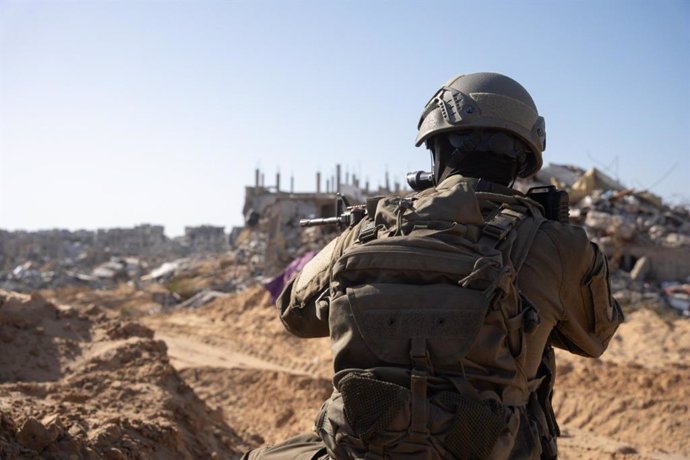 GAZA, April 22, 2025  -- This photo released by Israel Defense Forces on April 21, 2025 shows a member of the Israeli troops operating in the Gaza Strip. In Rafah's Shabura and Tel al-Sultan neighborhoods, Israeli troops dismantled "terrorist infrastructu