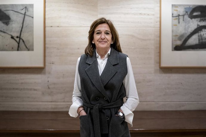 Archivo - La presidenta de UNESPA, Mirenchu del Valle Schaan, en una entrevista para Europa Press, a 2 de febrero de 2024, en Madrid (España).  