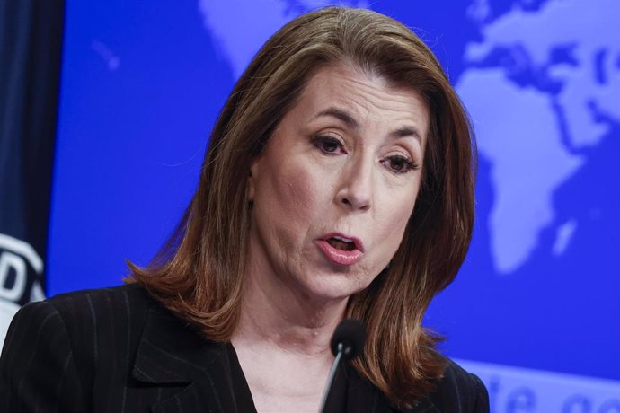 La portavoz del Departamento de Estado de EEUU, Tammy Bruce, durante una rueda de prensa (archivo)