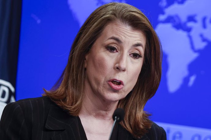 La portavoz del Departamento de Estado de EEUU, Tammy Bruce, durante una rueda de prensa (archivo)