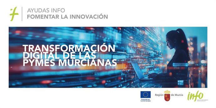 Cartel de la línea de ayudas lanzada por la Comunidad para potenciar la productividad y competitividad de las empresas regionales a través de la transformación digital