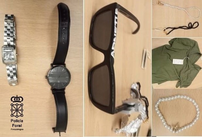 Objetos robados en establecimientos de la Avenida Carlos III de Pamplona.
