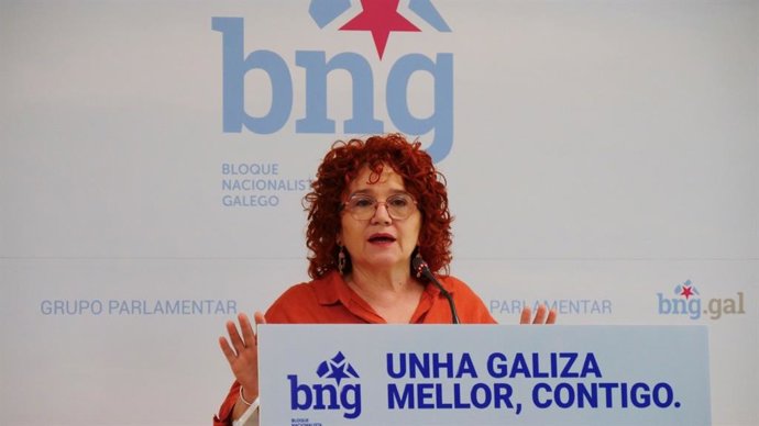 La diputada del BNG Montse Prado durante una rueda de prensa.