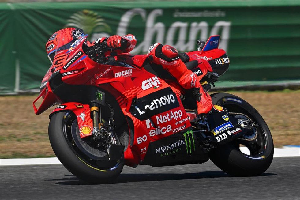 Archivo - Marc Márquez (Ducati) durante un entrenamiento 