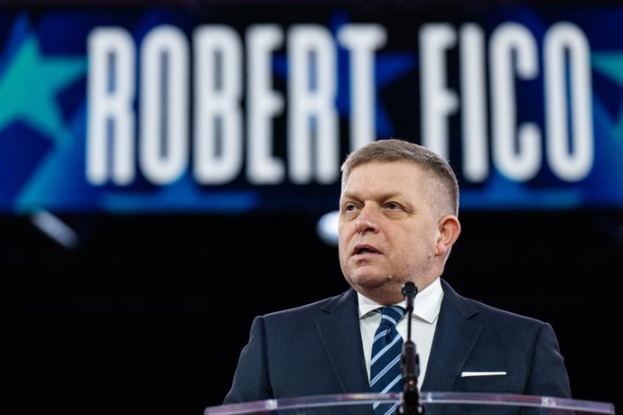 Archivo - February 21, 2025, Oxon Hill, Maryland, USA: Prime Minister of Slovakia Robert Fico speaks at the 2025 Conservative Political Action Conference (CPAC) in National Harbor, Maryland, U.S., on Friday, February 21, 2025