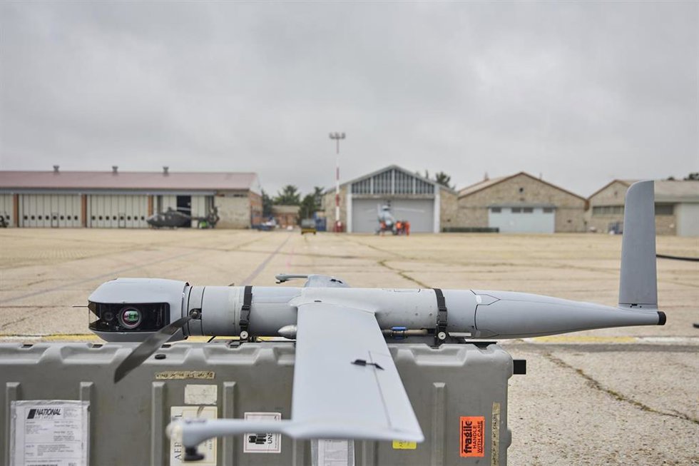 El dron Flexrotor, en la Base Aérea Coronel Maté (Colmenar Viejo, Madrid, España).