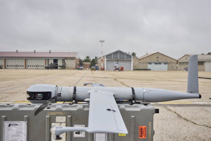El dron Flexrotor, en la Base Aérea Coronel Maté (Colmenar Viejo, Madrid, España).