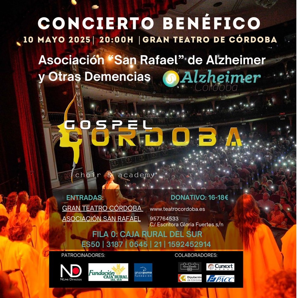 El Gran Teatro de Córdoba acoge el concierto 'Góspel Córdoba', a beneficio de la Asociación 'San Rafael' de Alzheimer y Otras Demencias de Córdoba.