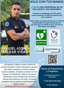 El youtuber cántabro Miguel Assal participará el 17 de mayo en una jornada sobre soporte vital básico en Santander