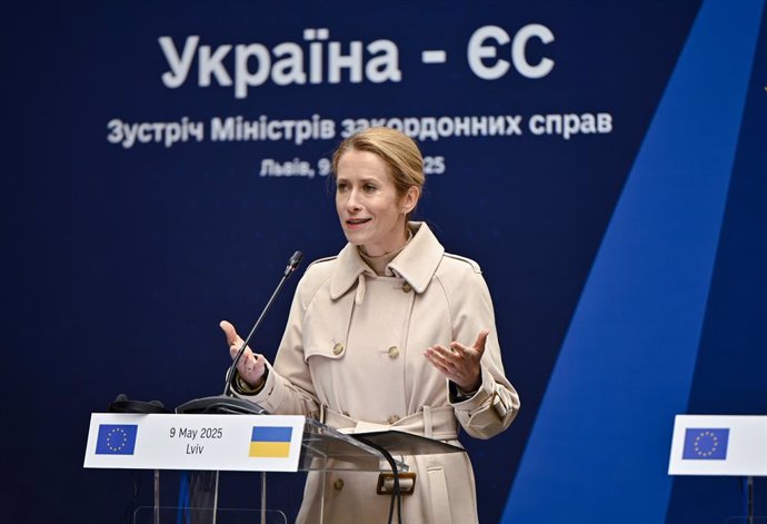 May 9, 2025, Lviv, Ukraine: EU High Representative for Foreign Affairs and Security Policy Kaja Kallas attends a news conference following the signing of the agreement on the disbursement of the second tranche of profits from frozen Russian assets to Ukra