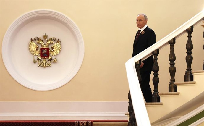 9 de maio de 2025, Moscou, Moscou, Federação Russa: O Presidente da Rússia, Comandante-em-Chefe Supremo Vladimir Putin, participou de um desfile militar marcando o 80º aniversário da Vitória na Grande Guerra Patriótica de 1941-1945, em Moscou, Rússia, em 