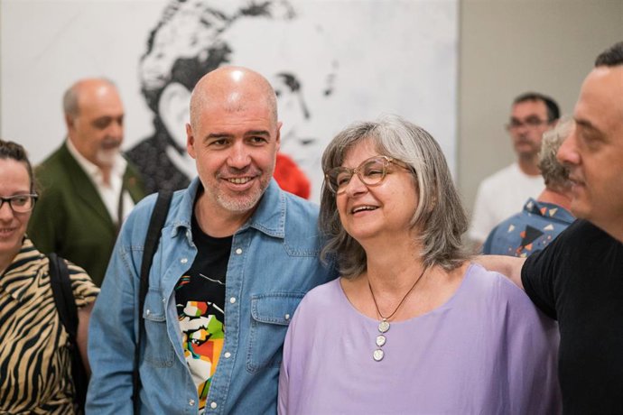 Archivo - El secretario general de la Confederación Sindical de CCOO, Unai Sordo, y la secretaria general de CCOO de Madrid, Paloma López, en el Auditorio Marcelino Camacho, a 28 de abril de 2023, en Madrid (España). 