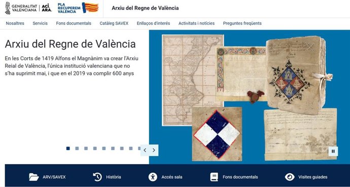 Archivo del Reino de Valencia inaugura su página web para "mejorar difusión y acceso al patrimonio documental"