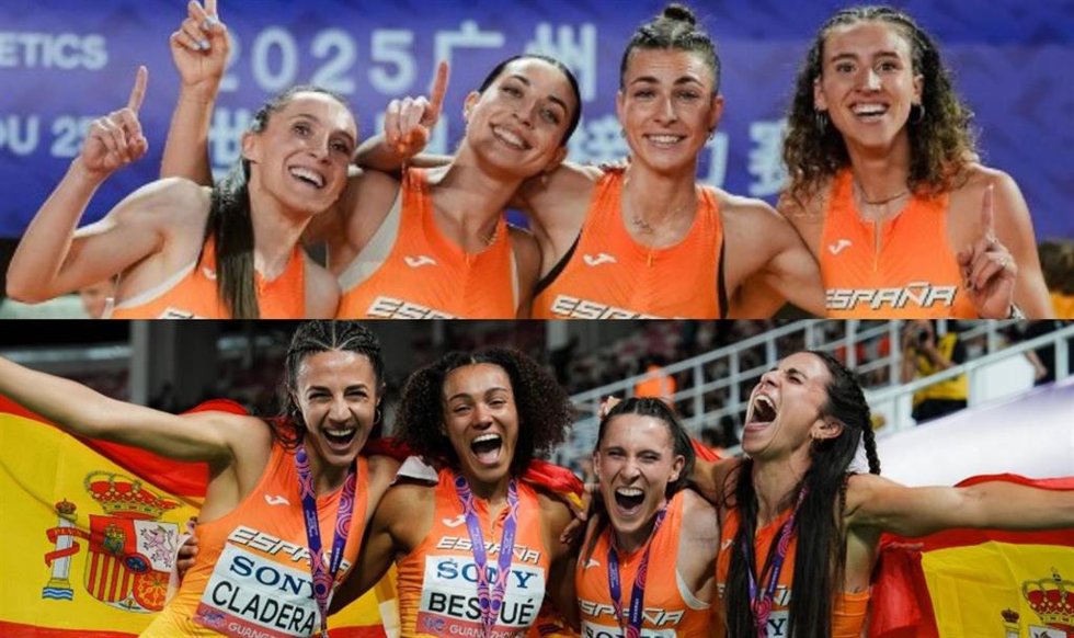 Los relevos españoles femeninos de 4x400 y 4x100 se cuelgan oro y plata en los World Relays