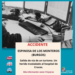 Gráfico elaborado por el 112 con datos del accidente ocurrido este lunes en Espinosa de los Monteros (Burgos)