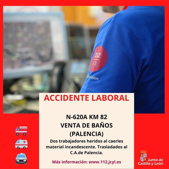 Gráfico elaborado por el 112 con datos del accidente laboral registrado en Venta de Baños (Palencia)