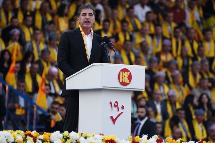 Archivo - Arquivo - Presidente da região semi-autônoma do Curdistão iraquiano, Nechirvan Barzani, durante um evento público (arquivo)