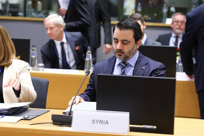 Archivo - El ministro de Exteriores de Siria, Asad al Shaibani, en la Conferencia de Donantes para Siria, en Bruselas.
