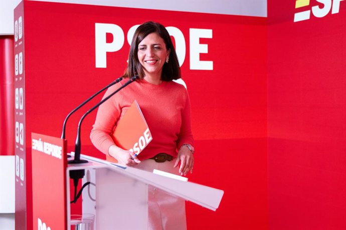 A porta-voz do PSOE, Esther Peña, em Ferraz