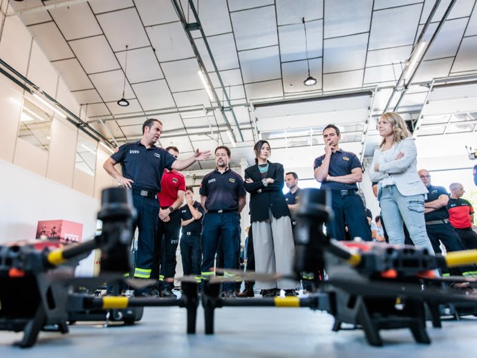 La consellera de Interior y Seguridad Pública, Núria Parlon, en la presentación de la ampliación de la unidad de drones