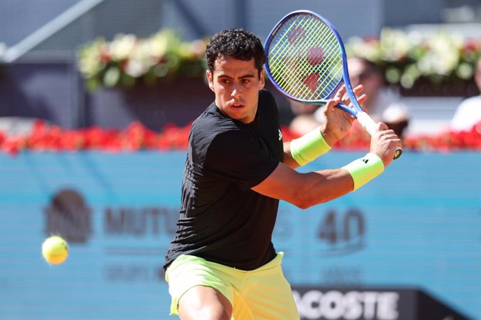 Jaume Munar of Spain in action against Roberto Bautista of Spain during the Mutua Madrid Open 2025, ATP Masters 1000 and WTA 1000, tennis tournament celebrated at Caja Magica on April 23, 2025 in Madrid, Spain.