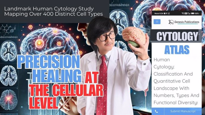 Prof. Mike Chan reviews a brain replica alongside the landmark Human Cytology Atlas, reflecting on decades of work in targeted organ-and-brain-specific regenerative medicine -- now validated by science. “To heal the brain, we must understand every cell wi