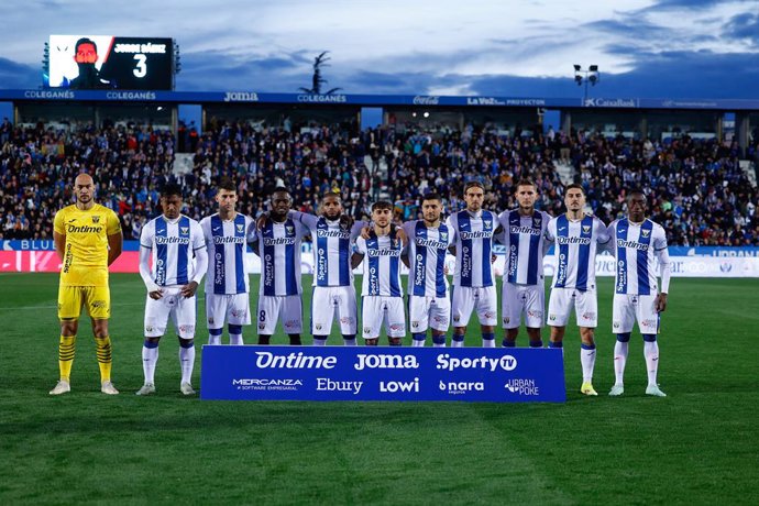 Players of CD Leganes pose for photo during the Spanish League, LaLiga EA Sports, football match played between CD Leganes and FC Barcelona at Butarque stadium on April 12, 2025, in Leganes, Madrid, Spain.