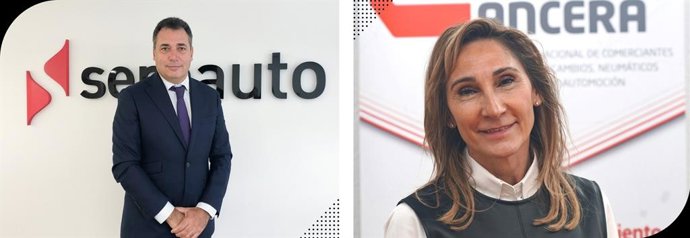 Benito Tesier, presidente de la Comisión de Recambios de Sernauto y la presidenta de ANCERA, Nines García de la Fuente.