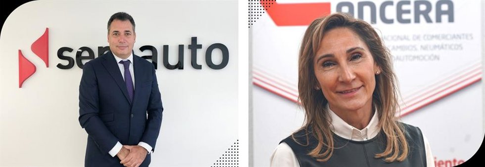 Benito Tesier, presidente de la Comisión de Recambios de Sernauto y la presidenta de ANCERA, Nines García de la Fuente.