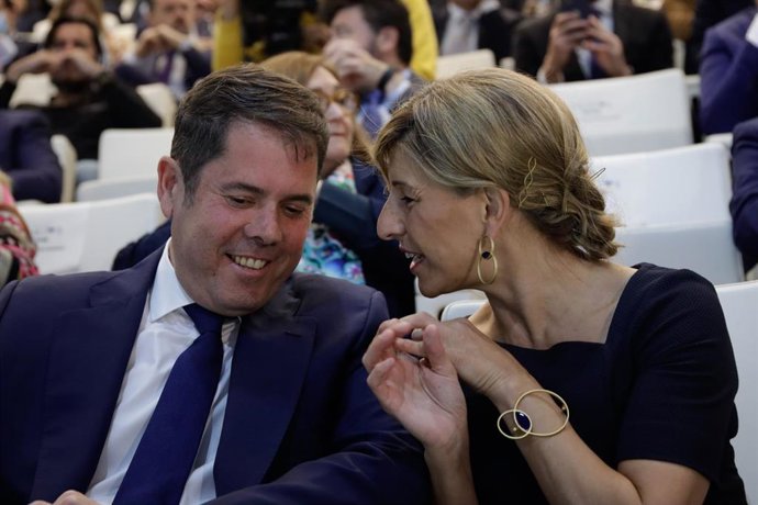 Archivo - El presidente de Cepyme y vicepresidente de la CEOE, Gerardo Cuerva y la vicepresidenta segunda del Gobierno y ministra de Trabajo y Economía Social, Yolanda Díaz.