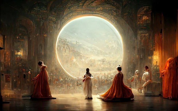 Théâtre d'Opéra Spatial, una imagen generada por Midjourney