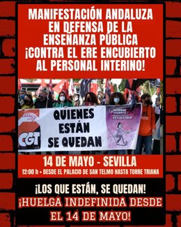 Personal interino de Andalucía se manifiesta este miércoles en Sevilla para "evitar el despido" en centros públicos