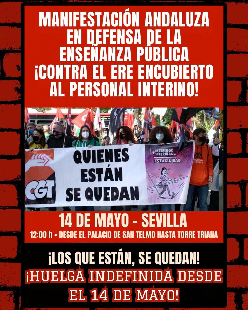 Personal interino de Andalucía se manifiesta este miércoles en Sevilla para "evitar el despido" en centros públicos