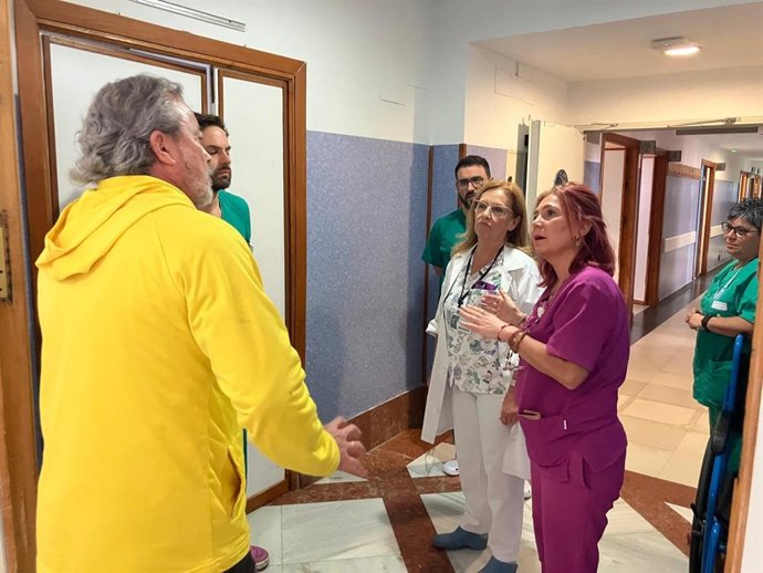 Simulacro de una agresión a sanitarios en el Hospital de Puerto Real (Cádiz).