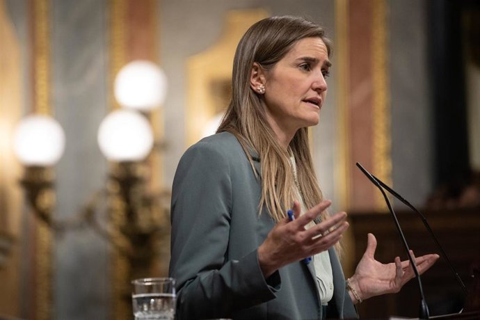 La vicepresidenta tercera y ministra para la Transición Ecológica, Sara Aagesen, interviene durante una sesión de control al Gobierno, en el Congreso de los Diputados, a 7 de mayo de 2025, en Madrid (España). 