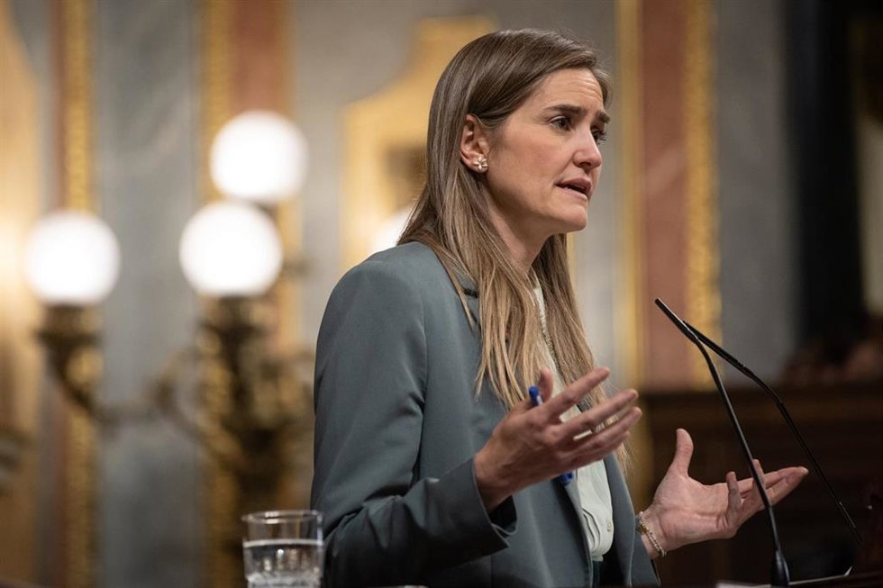 La vicepresidenta tercera y ministra para la Transición Ecológica, Sara Aagesen, interviene durante una sesión de control al Gobierno, en el Congreso de los Diputados, a 7 de mayo de 2025, en Madrid (España).