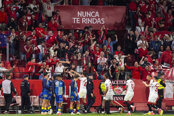 Garcia Pascual of Sevilla FC celebrates a goal during the Spanish league, LaLiga EA Sports, football match played between Sevilla FC and UD Las Palmas at Ramon Sanchez-Pizjuan stadium on May 13, 2025, in Sevilla, Spain.