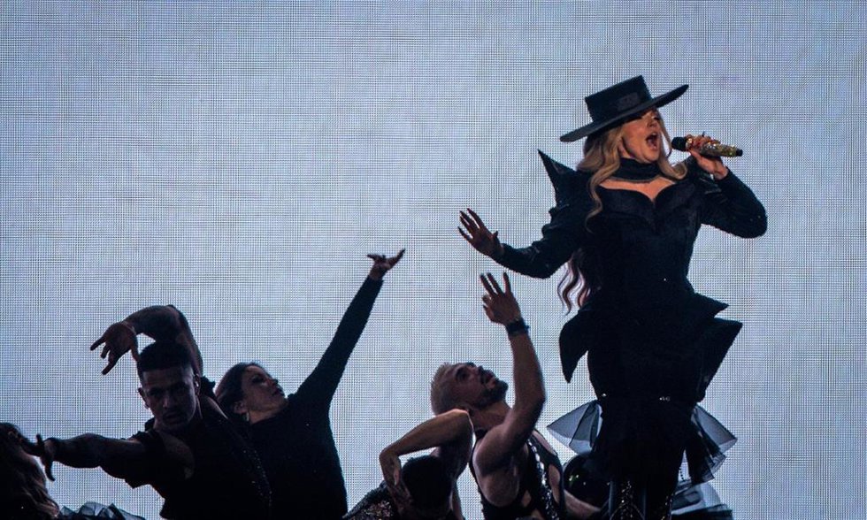 13 May 2025, Switzerland, Basel: Melody from Spain performs with the song "Esa Diva" at the first semi-final of the 69th Eurovision Song Contest in the Arena St. Jakobshalle. Photo: Jens Büttner/dpa