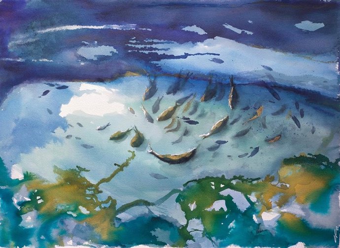 Gloria Cortina akuarelistaren lan bat