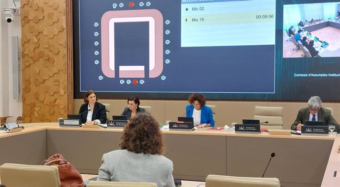 La directora de la Oficina Balear de la Infancia y la Adolescencia (OBIA), Esther Balaguer, en la Comisión de Asuntos Institucionales y Generales.