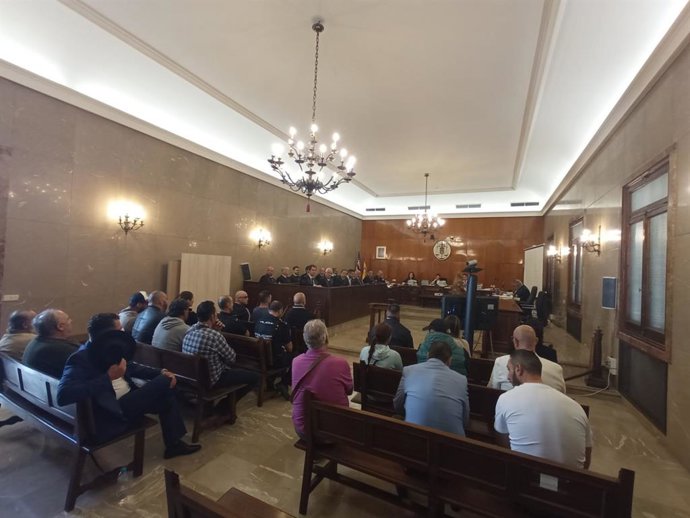 La veintena de acusados, durante el juicio en la Audiencia Provincial.