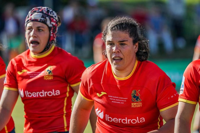 La capitana de la selección española de rugby femenina, Laura Delgado, durante un encuentro del equipo nacional