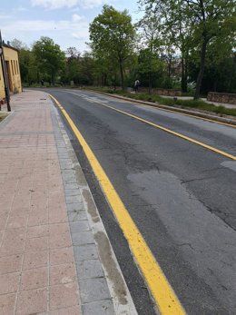 Inicio del Paseo Santo Domingo de Guzmán, ya señalizado por obras en la calzada .