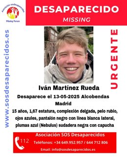 Imagen de un joven desaparecido en Alcobendas