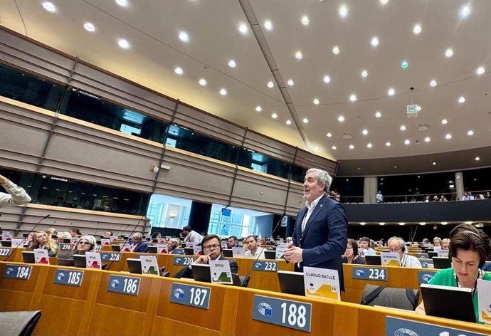 El presidente de Canarias, Fernando Clavijo, durante el Comité Europeo de las Regiones que avaló un trato específico para Canarias y las RUP en el Plan de Vivienda Asequible