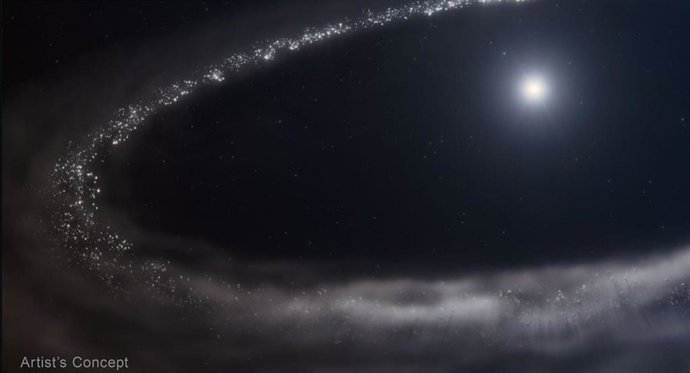 Por primera vez, investigadores confirmaron la presencia de hielo de agua cristalino en un disco de escombros polvorientos que orbita una estrella similar al Sol, utilizando el telescopio espacial James Webb de la NASA.